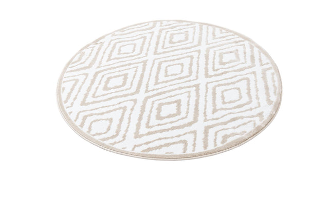 Snow White 4' x 4' Hermitage Round Area Rug 55% Polypropylene & 45% Polyester Easy Clean Stain-Resistant Carpet for Living, Office, Dorm Rooms for Sale at Rug Engine