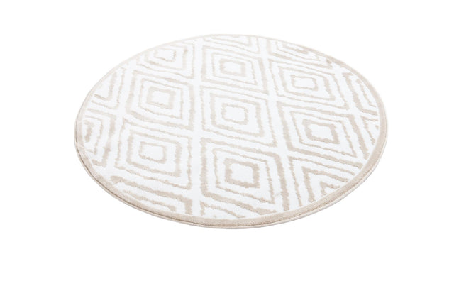 Snow White 4' x 4' Hermitage Round Area Rug 55% Polypropylene & 45% Polyester Easy Clean Stain-Resistant Carpet for Living, Office, Dorm Rooms for Sale at Rug Engine