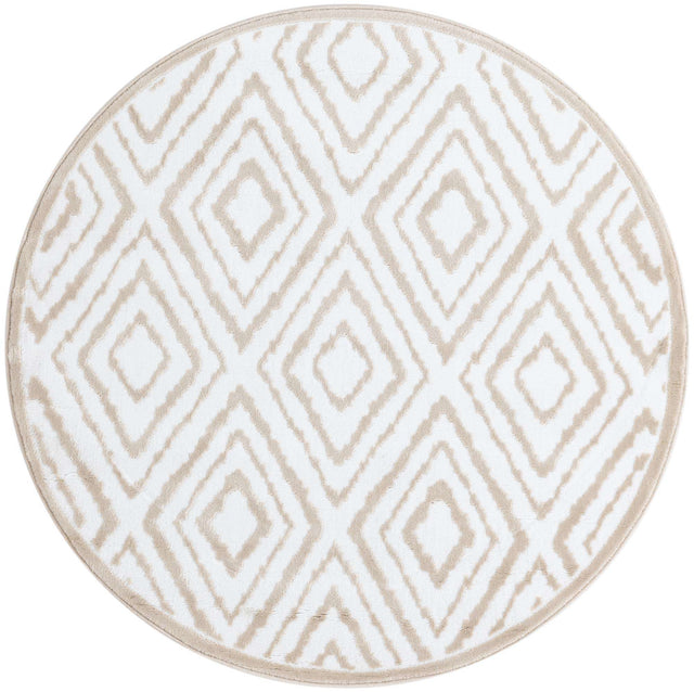 Snow White 4' x 4' Hermitage Round Area Rug 55% Polypropylene & 45% Polyester Easy Clean Stain-Resistant Carpet for Living, Office, Dorm Rooms for Sale at Rug Engine