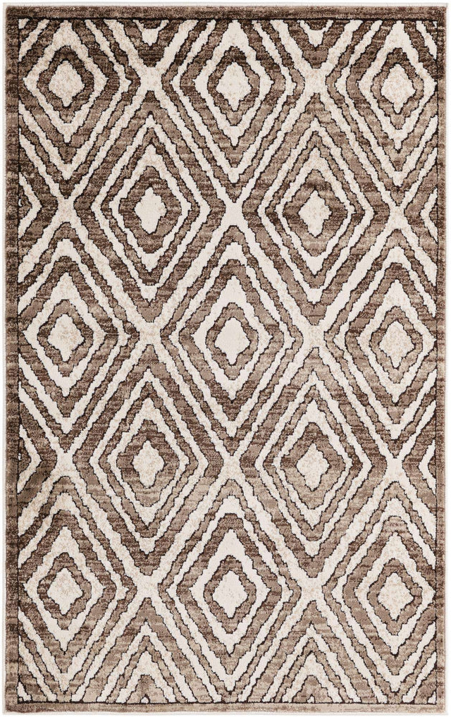 Chocolate Brown 3' 3 x 5' 3 Hermitage Rectangle Area Rug 55% Polypropylene & 45% Polyester Easy Clean Stain-Resistant Carpet for Living, Office, Dorm Rooms for Sale at Rug Engine
