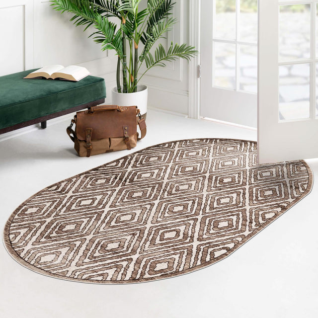 Chocolate Brown 7' 10 x 10' Hermitage Oval Area Rug 55% Polypropylene & 45% Polyester Easy Clean Stain-Resistant Carpet for Living, Office, Dorm Rooms for Sale at Rug Engine