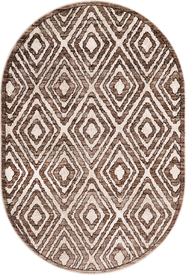 Chocolate Brown 4' x 6' Hermitage Oval Area Rug 55% Polypropylene & 45% Polyester Easy Clean Stain-Resistant Carpet for Living, Office, Dorm Rooms for Sale at Rug Engine
