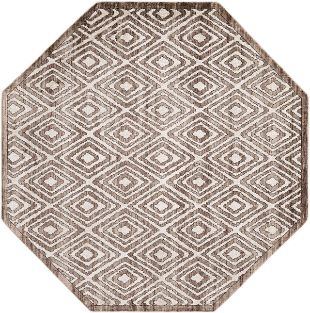 Chocolate Brown 7' 10 x 7' 10 Hermitage Octagon Area Rug 55% Polypropylene & 45% Polyester Easy Clean Stain-Resistant Carpet for Living, Office, Dorm Rooms for Sale at Rug Engine