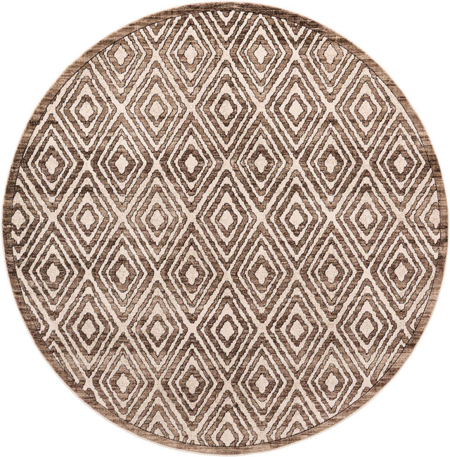 Chocolate Brown 7' 10 x 7' 10 Hermitage Round Area Rug 55% Polypropylene & 45% Polyester Easy Clean Stain-Resistant Carpet for Living, Office, Dorm Rooms for Sale at Rug Engine