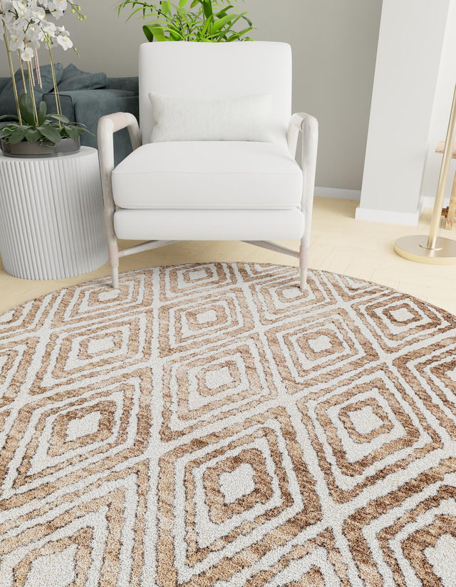 Chocolate Brown 6' x 6' Hermitage Round Area Rug 55% Polypropylene & 45% Polyester Easy Clean Stain-Resistant Carpet for Living, Office, Dorm Rooms for Sale at Rug Engine