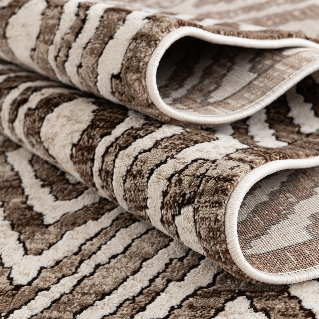 Chocolate Brown 7' 10 x 7' 10 Hermitage Round Area Rug 55% Polypropylene & 45% Polyester Easy Clean Stain-Resistant Carpet for Living, Office, Dorm Rooms for Sale at Rug Engine