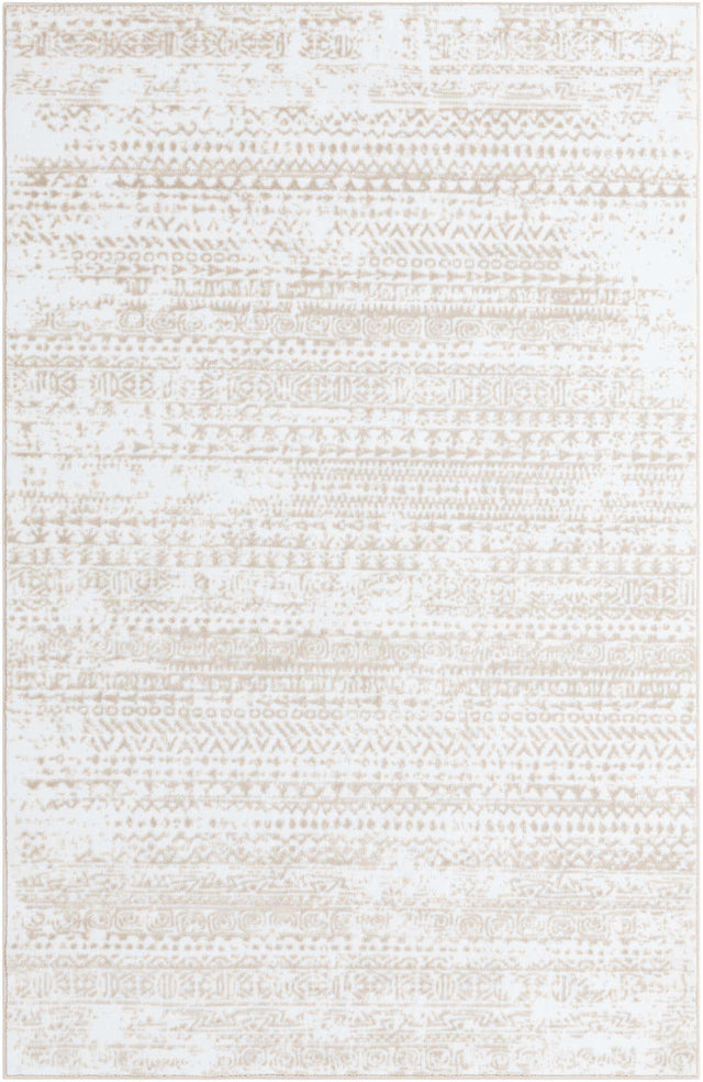 Snow White 5' 3 x 8' Hermitage Rectangle Area Rug 55% Polypropylene & 45% Polyester Easy Clean Stain-Resistant Carpet for Living, Office, Dorm Rooms for Sale at Rug Engine