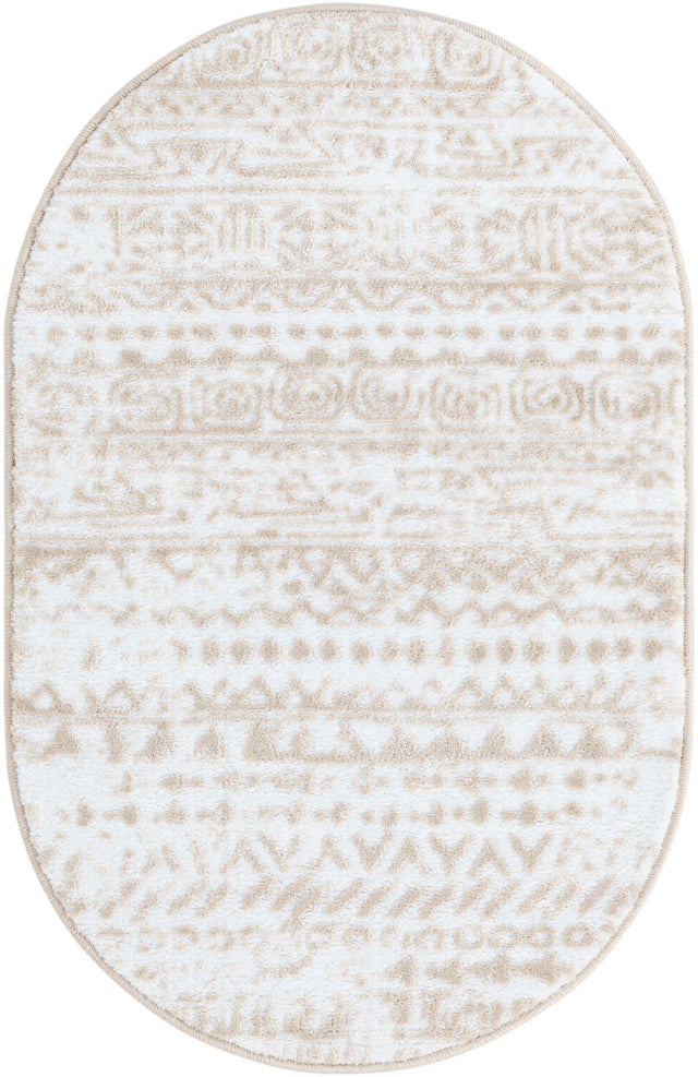 Snow White 2' x 3' Hermitage Oval Area Rug 55% Polypropylene & 45% Polyester Easy Clean Stain-Resistant Carpet for Living, Office, Dorm Rooms for Sale at Rug Engine