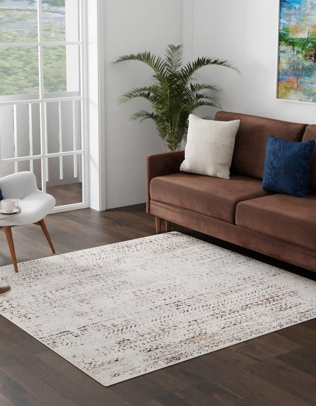 Chocolate Brown 7' 10 x 7' 10 Hermitage Square Area Rug 55% Polypropylene & 45% Polyester Easy Clean Stain-Resistant Carpet for Living, Office, Dorm Rooms for Sale at Rug Engine