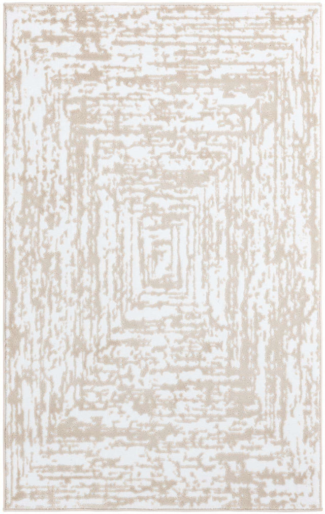 White Bone 3' 3 x 5' 3 Hermitage Rectangle Area Rug 55% Polypropylene & 45% Polyester Easy Clean Stain-Resistant Carpet for Living, Office, Dorm Rooms for Sale at Rug Engine
