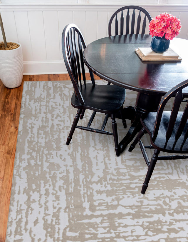 White Bone 7' 10 x 7' 10 Hermitage Square Area Rug 55% Polypropylene & 45% Polyester Easy Clean Stain-Resistant Carpet for Living, Office, Dorm Rooms for Sale at Rug Engine