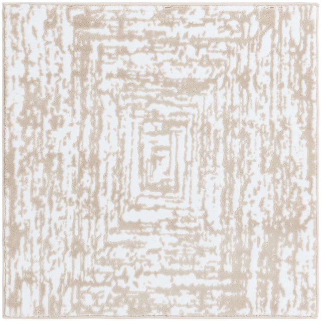 White Bone 3' 3 x 3' 3 Hermitage Square Area Rug 55% Polypropylene & 45% Polyester Easy Clean Stain-Resistant Carpet for Living, Office, Dorm Rooms for Sale at Rug Engine
