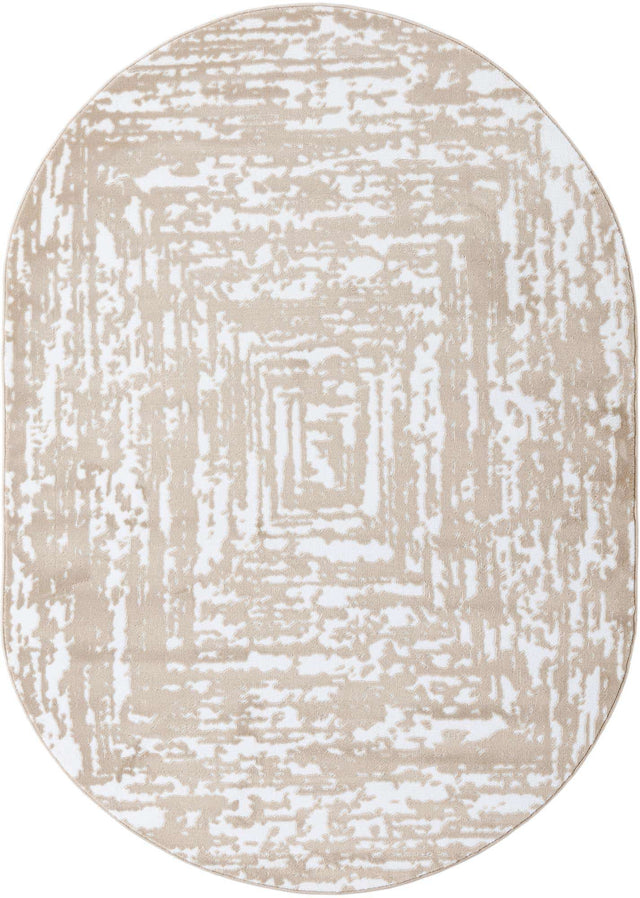 White Bone 7' x 10' Hermitage Oval Area Rug 55% Polypropylene & 45% Polyester Easy Clean Stain-Resistant Carpet for Living, Office, Dorm Rooms for Sale at Rug Engine