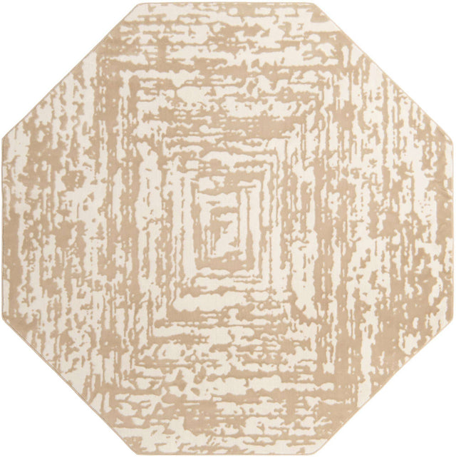 White Bone 7' 10 x 7' 10 Hermitage Octagon Area Rug 55% Polypropylene & 45% Polyester Easy Clean Stain-Resistant Carpet for Living, Office, Dorm Rooms for Sale at Rug Engine