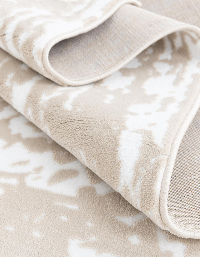 White Bone 5' 3 x 5' 3 Hermitage Octagon Area Rug 55% Polypropylene & 45% Polyester Easy Clean Stain-Resistant Carpet for Living, Office, Dorm Rooms for Sale at Rug Engine