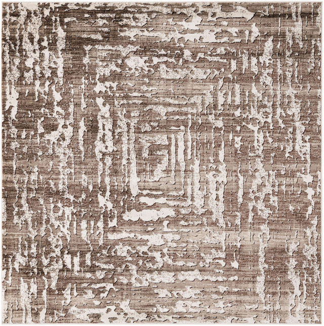 Chocolate Brown 6' x 6' Hermitage Square Area Rug 55% Polypropylene & 45% Polyester Easy Clean Stain-Resistant Carpet for Living, Office, Dorm Rooms for Sale at Rug Engine