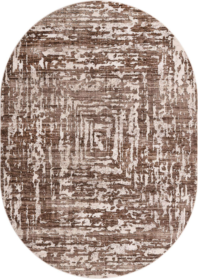 Chocolate Brown 7' x 10' Hermitage Oval Area Rug 55% Polypropylene & 45% Polyester Easy Clean Stain-Resistant Carpet for Living, Office, Dorm Rooms for Sale at Rug Engine
