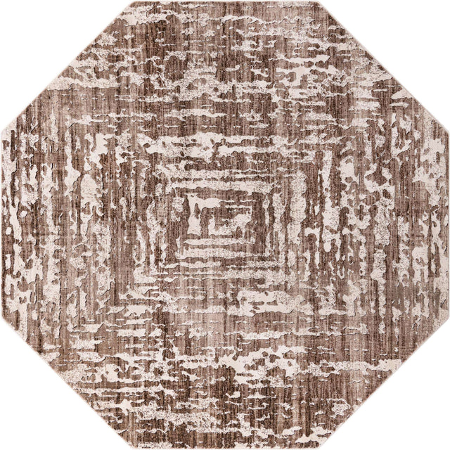 Chocolate Brown 7' 10 x 7' 10 Hermitage Octagon Area Rug 55% Polypropylene & 45% Polyester Easy Clean Stain-Resistant Carpet for Living, Office, Dorm Rooms for Sale at Rug Engine