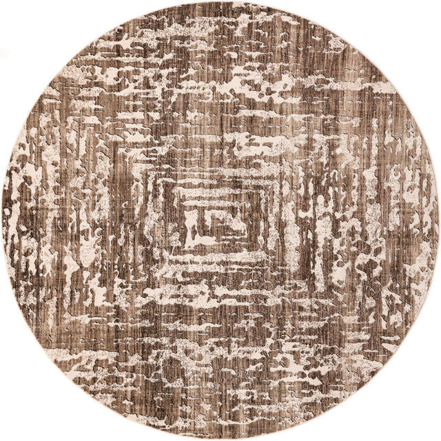 Chocolate Brown 7' 10 x 7' 10 Hermitage Round Area Rug 55% Polypropylene & 45% Polyester Easy Clean Stain-Resistant Carpet for Living, Office, Dorm Rooms for Sale at Rug Engine