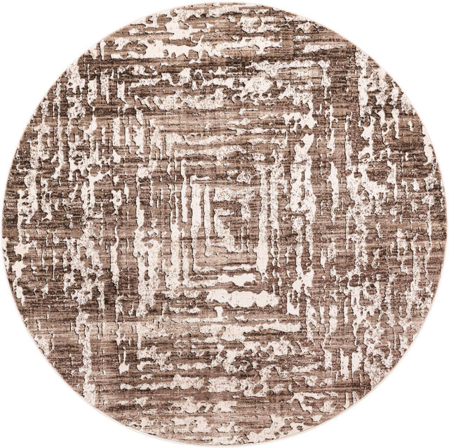 Chocolate Brown 6' x 6' Hermitage Round Area Rug 55% Polypropylene & 45% Polyester Easy Clean Stain-Resistant Carpet for Living, Office, Dorm Rooms for Sale at Rug Engine