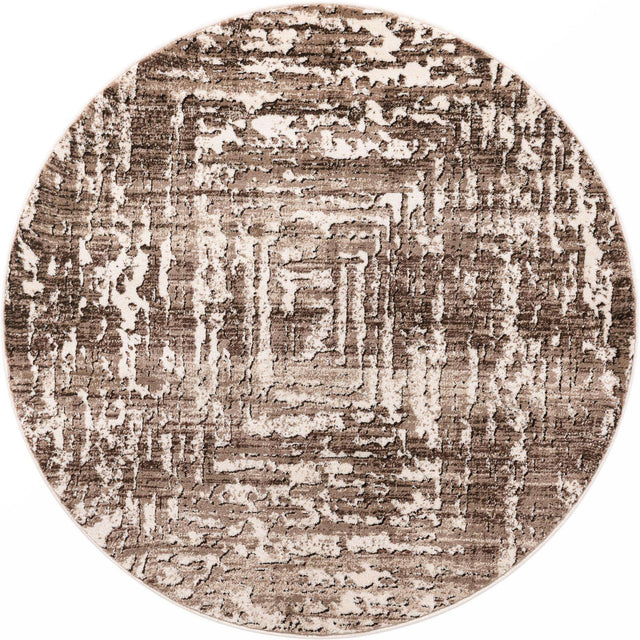Chocolate Brown 4' x 4' Hermitage Round Area Rug 55% Polypropylene & 45% Polyester Easy Clean Stain-Resistant Carpet for Living, Office, Dorm Rooms for Sale at Rug Engine