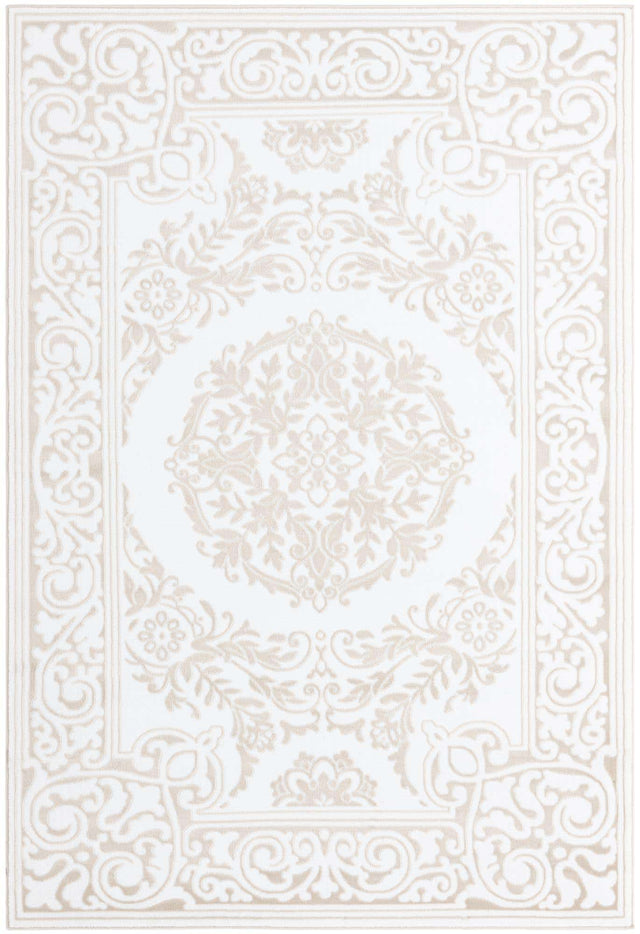 Snow White 6' 1 x 9' Hermitage Rectangle Area Rug 55% Polypropylene & 45% Polyester Easy Clean Stain-Resistant Carpet for Living, Office, Dorm Rooms for Sale at Rug Engine