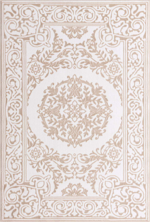 Snow White 4' x 6' Hermitage Rectangle Area Rug 55% Polypropylene & 45% Polyester Easy Clean Stain-Resistant Carpet for Living, Office, Dorm Rooms for Sale at Rug Engine