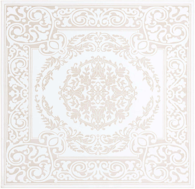 Snow White 10' 8 x 10' 8 Hermitage Square Area Rug 55% Polypropylene & 45% Polyester Easy Clean Stain-Resistant Carpet for Living, Office, Dorm Rooms for Sale at Rug Engine
