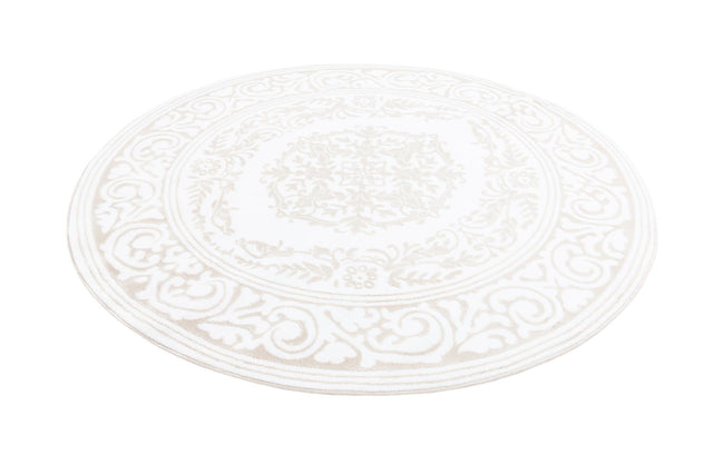 Snow White 6' x 6' Hermitage Round Area Rug 55% Polypropylene & 45% Polyester Easy Clean Stain-Resistant Carpet for Living, Office, Dorm Rooms for Sale at Rug Engine