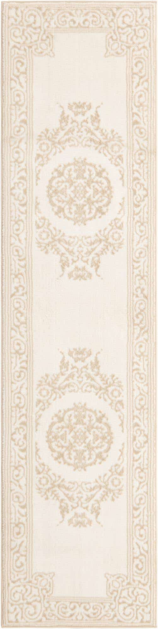 Snow White 2' x 8' Hermitage Runner Area Rug 55% Polypropylene & 45% Polyester Easy Clean Stain-Resistant Carpet for Living, Office, Dorm Rooms for Sale at Rug Engine