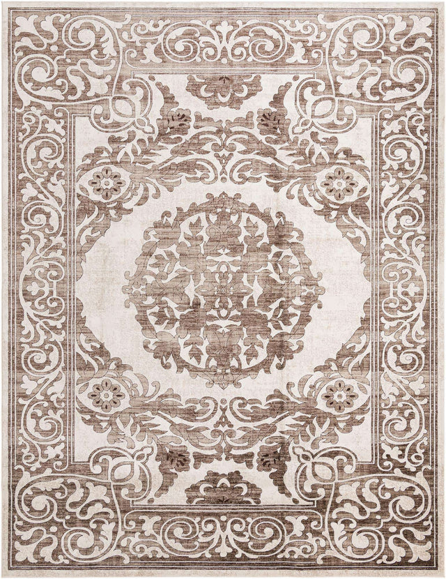 Chocolate Brown 10' 8 x 14' Hermitage Rectangle Area Rug 55% Polypropylene & 45% Polyester Easy Clean Stain-Resistant Carpet for Living, Office, Dorm Rooms for Sale at Rug Engine