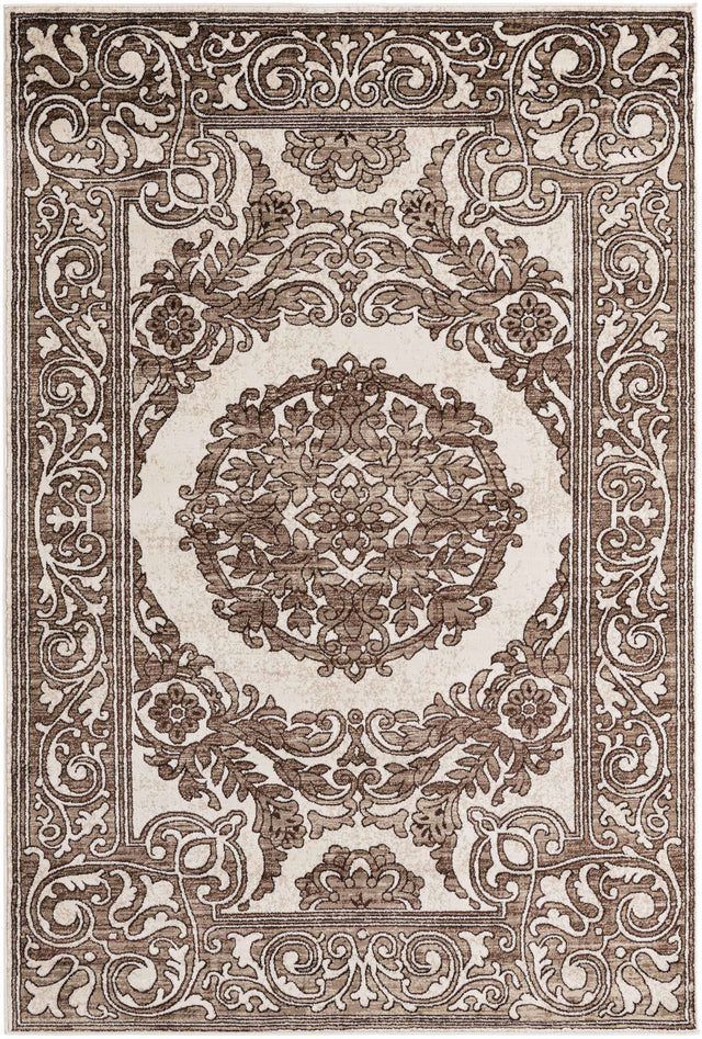 Chocolate Brown 5' 3 x 8' Hermitage Rectangle Area Rug 55% Polypropylene & 45% Polyester Easy Clean Stain-Resistant Carpet for Living, Office, Dorm Rooms for Sale at Rug Engine