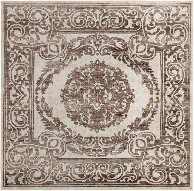 Chocolate Brown 7' 10 x 7' 10 Hermitage Square Area Rug 55% Polypropylene & 45% Polyester Easy Clean Stain-Resistant Carpet for Living, Office, Dorm Rooms for Sale at Rug Engine