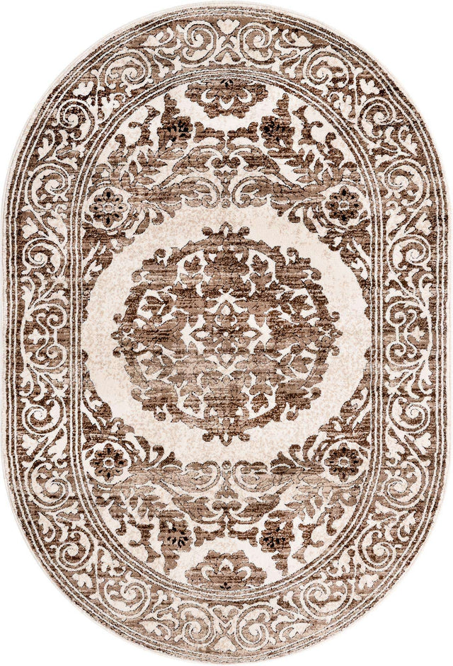 Chocolate Brown 4' x 6' Hermitage Oval Area Rug 55% Polypropylene & 45% Polyester Easy Clean Stain-Resistant Carpet for Living, Office, Dorm Rooms for Sale at Rug Engine
