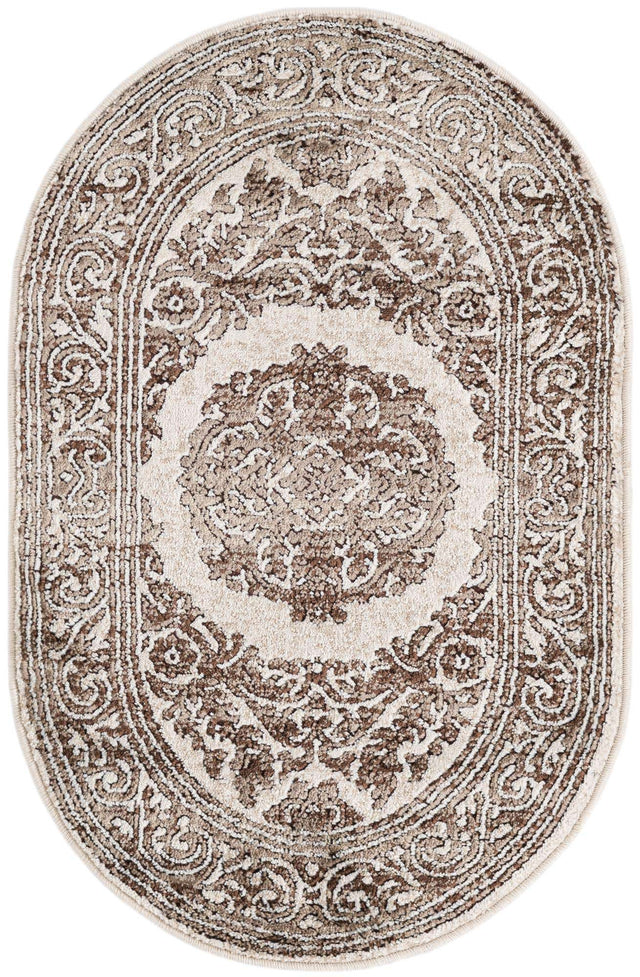 Chocolate Brown 2' x 3' Hermitage Oval Area Rug 55% Polypropylene & 45% Polyester Easy Clean Stain-Resistant Carpet for Living, Office, Dorm Rooms for Sale at Rug Engine