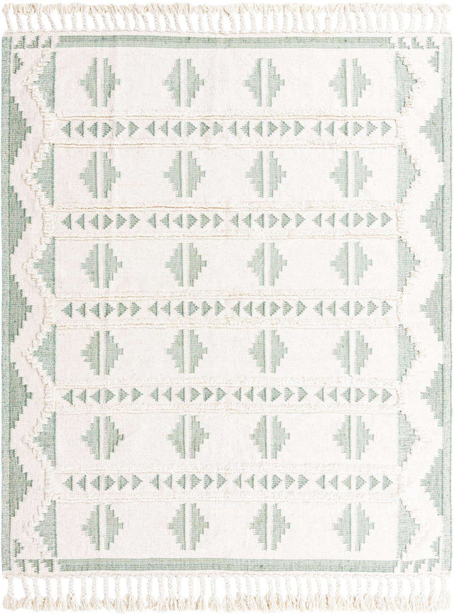 Aquamarine and White 8' x 10' Mesa Rectangle Area Rug 100% Wool Geometric All Natural Carpet for Living, Dining, Office, Bedrooms, Dorms, Kitchens for Sale at Rug Engine