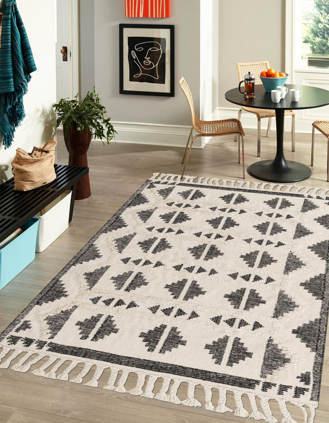 Black and White 2' x 3' 1 Mesa Rectangle Area Rug 100% Wool Geometric All Natural Carpet for Living, Dining, Office, Bedrooms, Dorms, Kitchens for Sale at Rug Engine