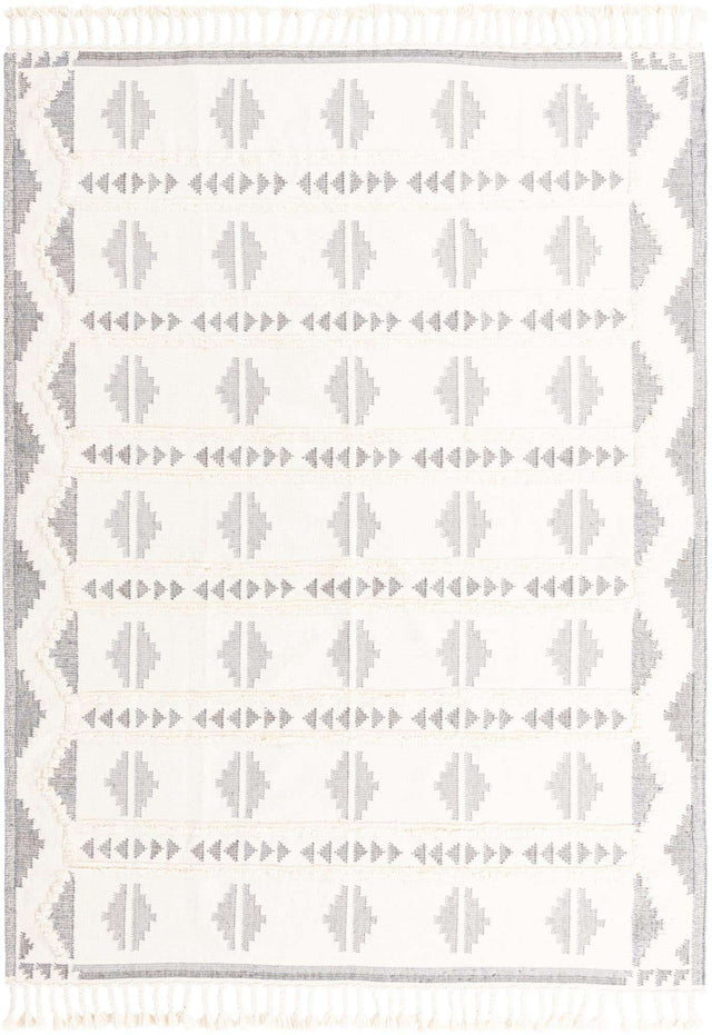 Gray and White 9' x 12' Mesa Rectangle Area Rug 100% Wool Geometric All Natural Carpet for Living, Dining, Office, Bedrooms, Dorms, Kitchens for Sale at Rug Engine