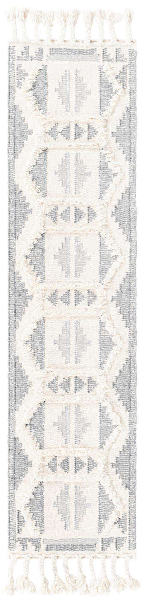 Gray and White 2' 2 x 8' 2 Mesa Runner Area Rug 100% Wool Geometric All Natural Carpet for Living, Dining, Office, Bedrooms, Dorms, Kitchens for Sale at Rug Engine