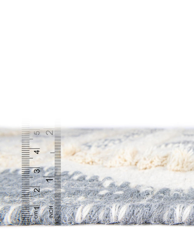 Gray and White 2' 2 x 6' 1 Mesa Runner Area Rug 100% Wool Geometric All Natural Carpet for Living, Dining, Office, Bedrooms, Dorms, Kitchens for Sale at Rug Engine