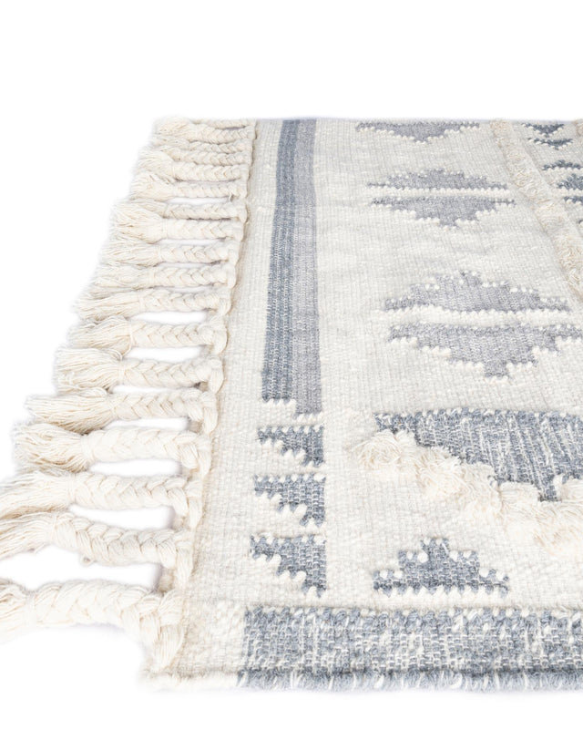Gray and White 2' 2 x 8' 2 Mesa Runner Area Rug 100% Wool Geometric All Natural Carpet for Living, Dining, Office, Bedrooms, Dorms, Kitchens for Sale at Rug Engine