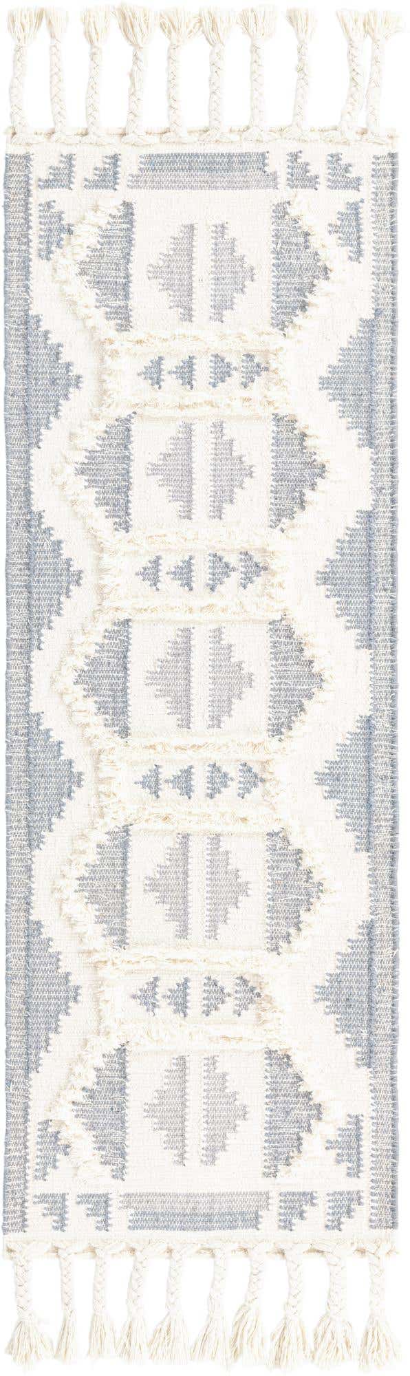 Gray and White 2' 2 x 6' 1 Mesa Runner Area Rug 100% Wool Geometric All Natural Carpet for Living, Dining, Office, Bedrooms, Dorms, Kitchens for Sale at Rug Engine