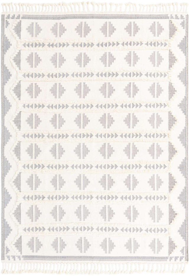 Gray and White 10' x 14' 1 Mesa Rectangle Area Rug 100% Wool Geometric All Natural Carpet for Living, Dining, Office, Bedrooms, Dorms, Kitchens for Sale at Rug Engine