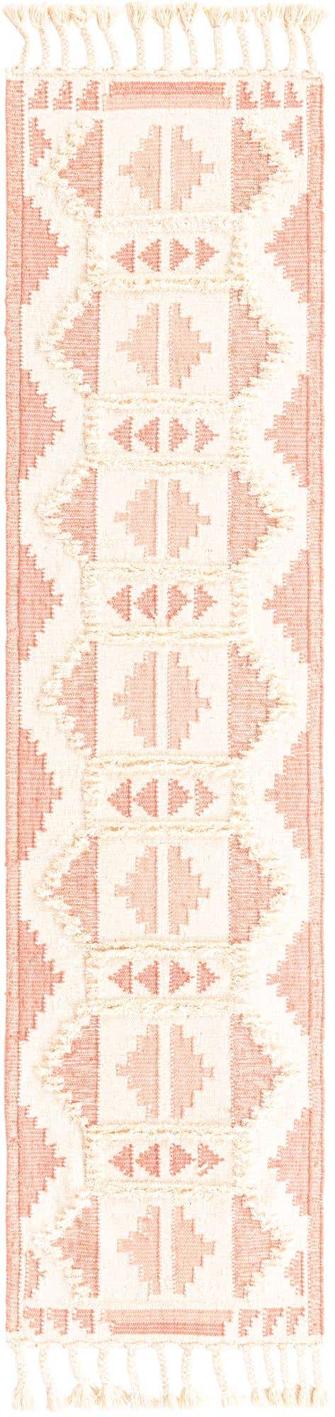 Pink and White 2' 7 x 10' Mesa Runner Area Rug 100% Wool Geometric All Natural Carpet for Living, Dining, Office, Bedrooms, Dorms, Kitchens for Sale at Rug Engine