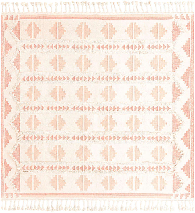Pink and White 10' x 14' 1 Mesa Rectangle Area Rug 100% Wool Geometric All Natural Carpet for Living, Dining, Office, Bedrooms, Dorms, Kitchens for Sale at Rug Engine