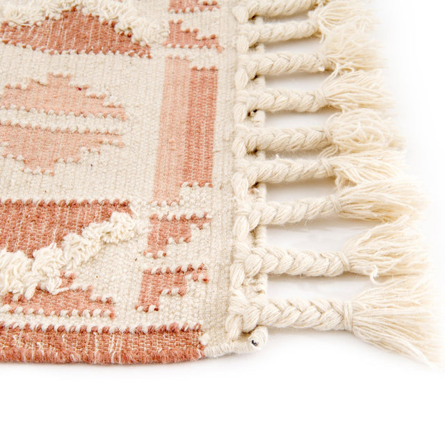 Pink and White 10' x 10' Mesa Square Area Rug 100% Wool Geometric All Natural Carpet for Living, Dining, Office, Bedrooms, Dorms, Kitchens for Sale at Rug Engine