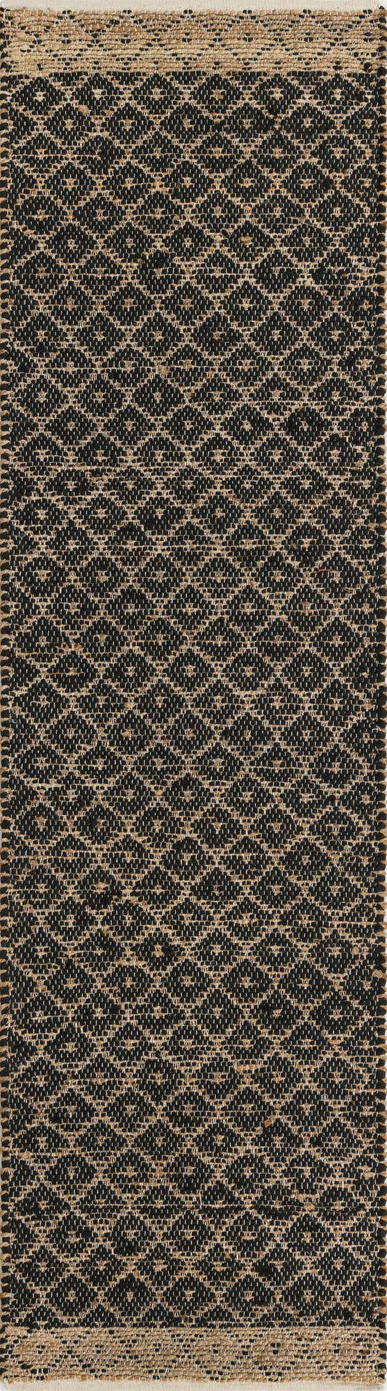 Black 2' 7 x 10' Chindi Trellis Runner Area Rug Natural Eco-Friendly Cotton Geometric Pattern Carpet for Living Dining Room Office Bedrooms for Sale at Rug Engine