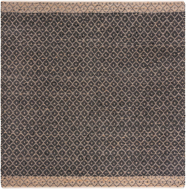 Black 10' x 10' Chindi Trellis Square Area Rug Natural Eco-Friendly Cotton Geometric Pattern Carpet for Living Dining Room Office Bedrooms for Sale at Rug Engine