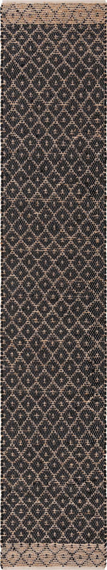 Black 2' 7 x 13' 1 Chindi Trellis Runner Area Rug Natural Eco-Friendly Cotton Geometric Pattern Carpet for Living Dining Room Office Bedrooms for Sale at Rug Engine