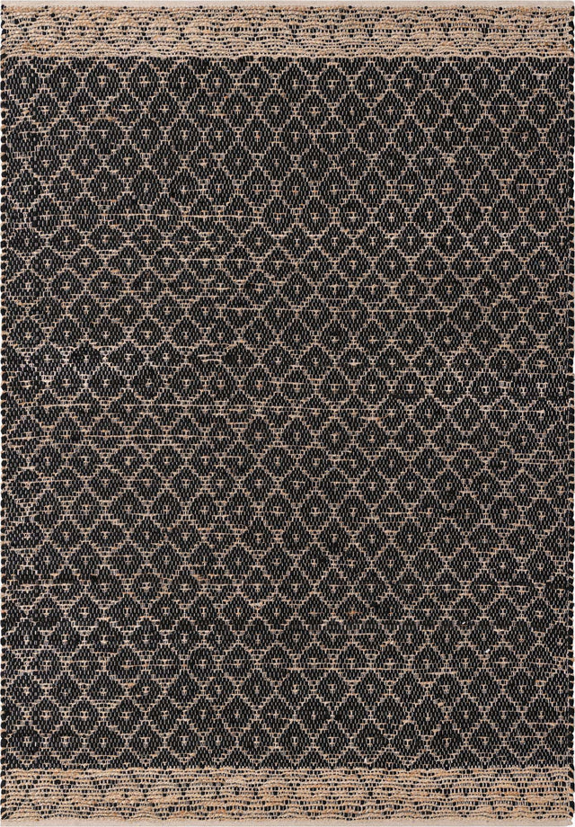 Black 6' 1 x 9' Chindi Trellis Rectangle Area Rug Natural Eco-Friendly Cotton Geometric Pattern Carpet for Living Dining Room Office Bedrooms for Sale at Rug Engine